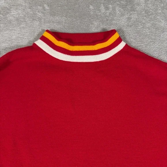 Vintage Jantzen‎ NFL Sweater Adult Small Red Knit Mock Neck Chiefs 70s - Picture 3 of 9